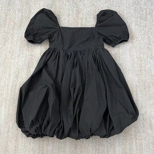 Yi Wang Qing Shen Bubble Hem Summer Short Sleeve Mini Dress S Black